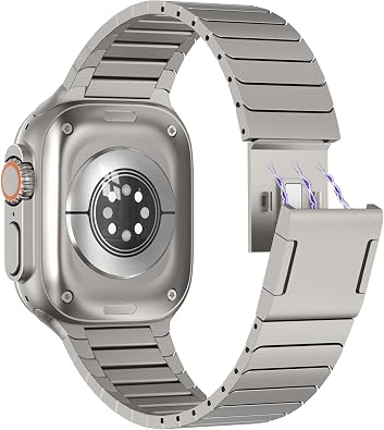 NewWays Magnetic Link Bracelet For Apple Watch Ultra 3 2 1 Band 49mm 46mm 45mm 44mm 42mm 41mm 40mm 38mm, Series 11 10 9 8 7 6 SE 5 4 3 iWatch Stainless Steel Bands Magnetic Closure
