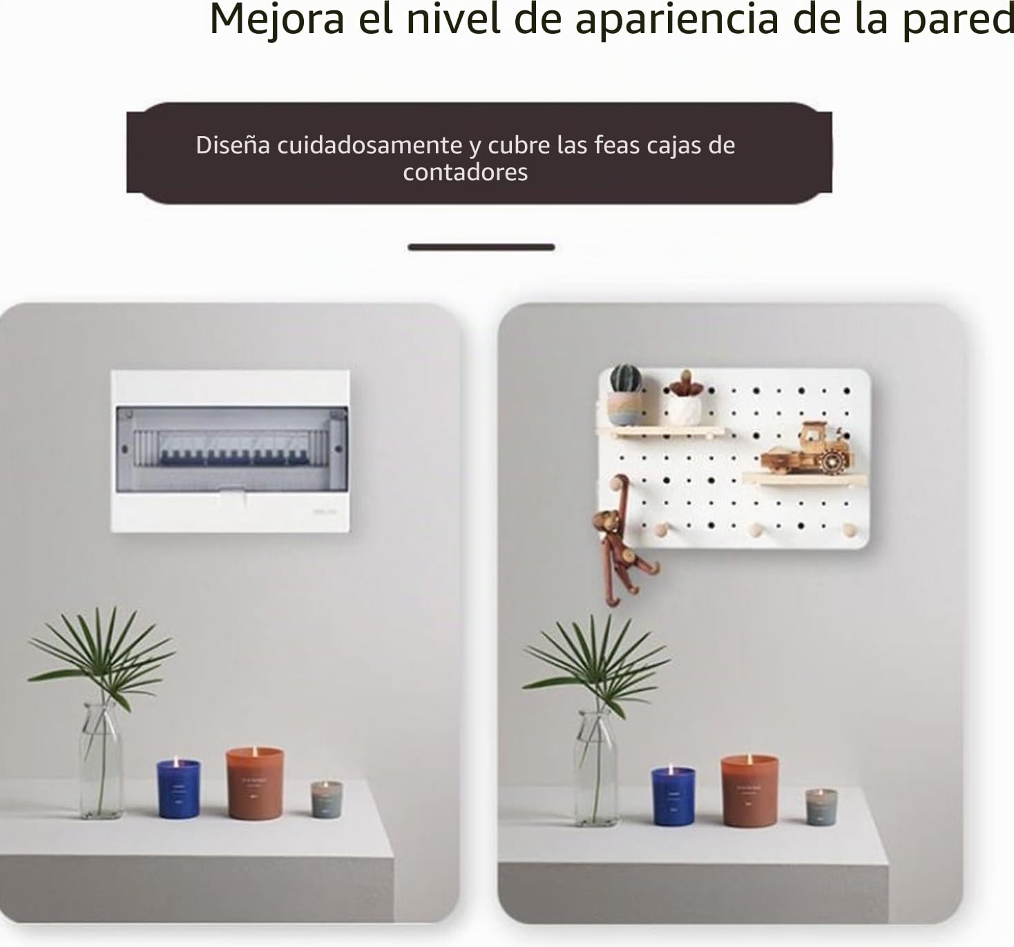 Cubierta de Panel eléctrico montada en la Pared, Tapa de Caja eléctrica Decorativa Multifuncional Estante de Madera Caja de Tablero Oculto Cubierta,A,40x25cm