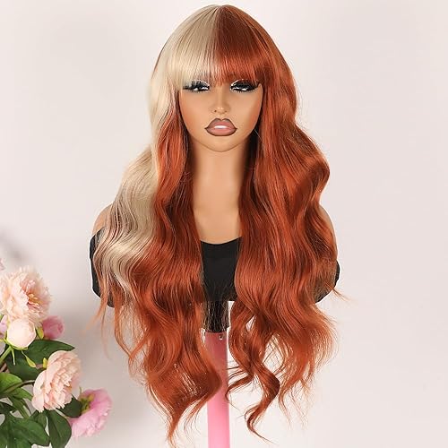 Miniatura 9 de Maycaur Pelucas de cabello sintético de color azul verde con línea de pelo natural larga y lacia resistente al calor pelucas sintéticas sin encaje