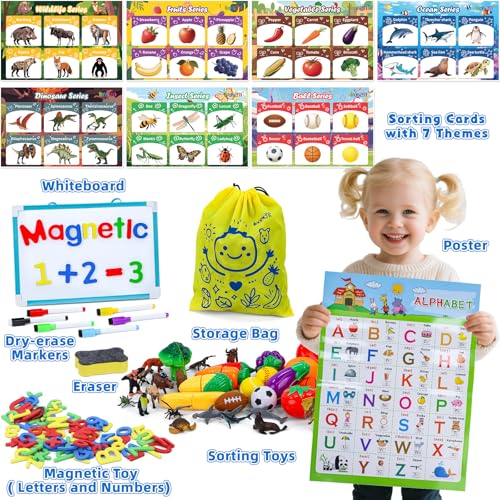 Learn2M Sorting Toys for 3-5 Year Olds, 7 Themed Matching Games with Magnetic Whiteboard, Montessori Fine Motor & Writing Practice, Speech Therapy & Classroom Learning Gift - Image 5