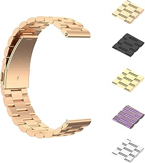 FitTurn Bands Compatible with Veryfitpro Smart Watch ID205 ID205L ID215G ID205U ID205S ID216 Uwatch 3 Uwatch Ufit Uwatch GT Quick Release Classic Stainless Steel Metal WatchBand (RoseGold)