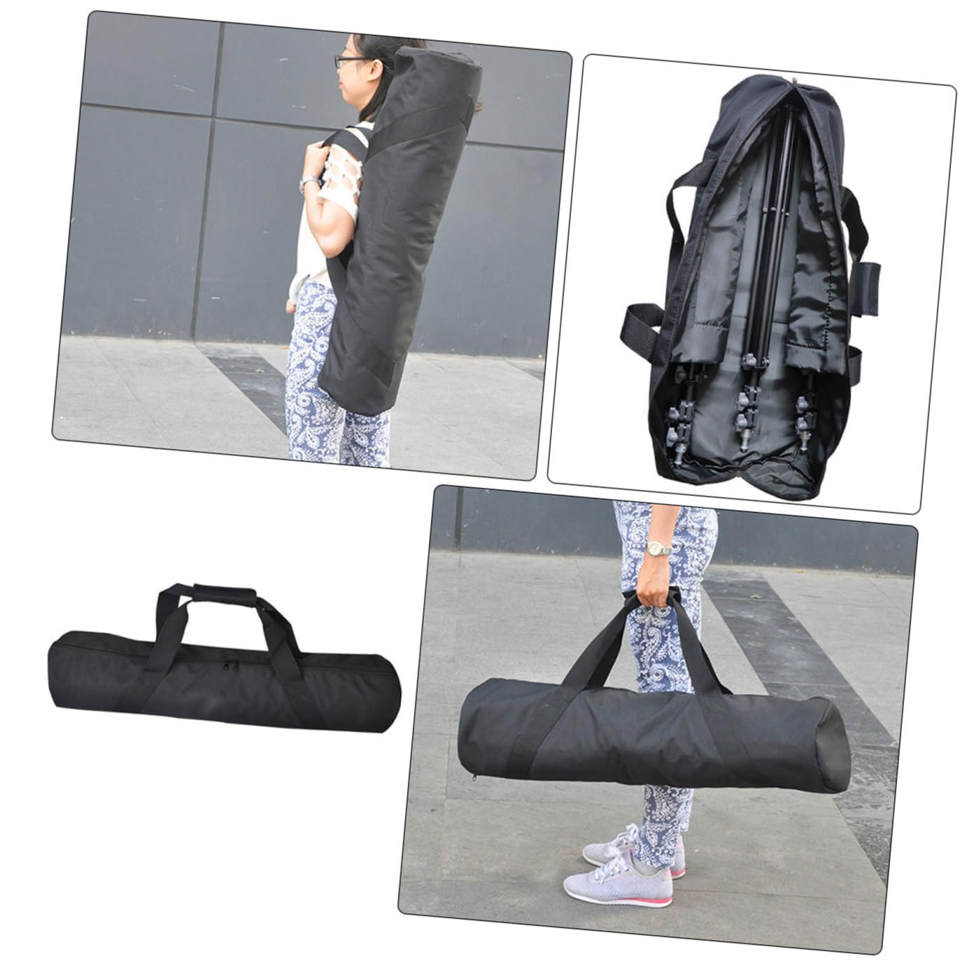 Borsa Integrata Oxford Treppiede Nero per Tracolla, Leggera e Imbottita Spugna per Uso Fotografico All'aperto
