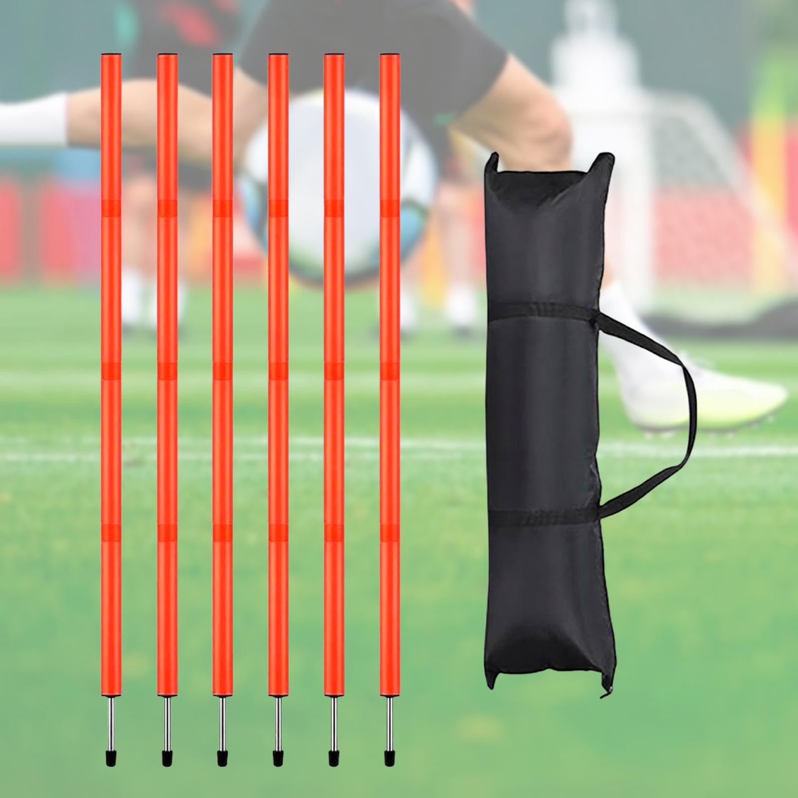 6 Postes de Agilidad para fútbol de 150 cm, multifuncionales y prácticos, con Bolsa de Transporte, para Entrenamiento de Agilidad y Accesorios de