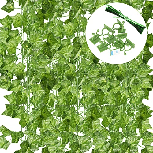 Nutmanel Lot de 12 guirlandes de Lierre artificielles Fausses vignes pour Mariage, fête, Jardin, décoration de Chambre, Balcon aménagement paysager clôture Verdure Cover