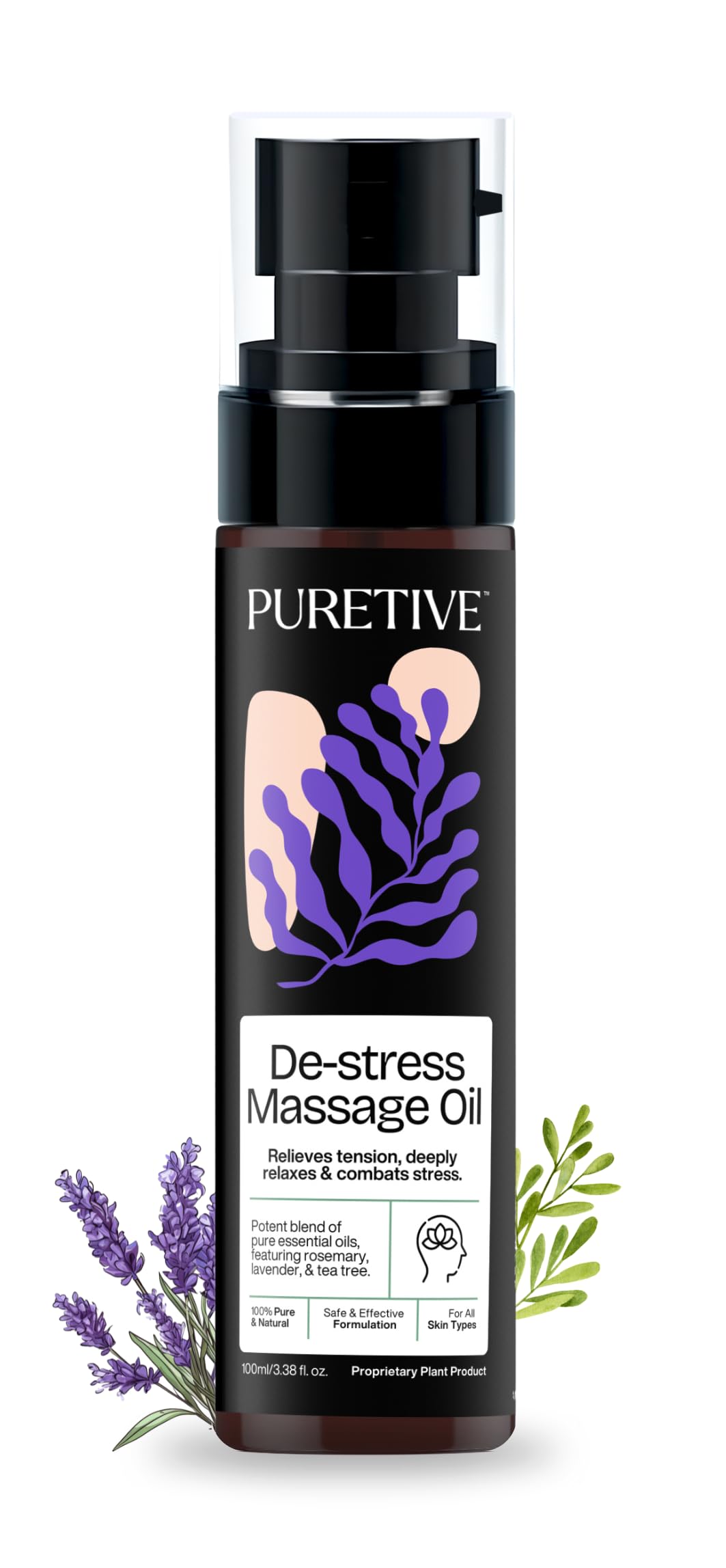 Puretive De-Stress Massage Oil | Relieves Physical Tension | Deeply Relaxes | Hydrates | Anti-Stress | Deeply Nourishes, Relaxes, and Calms the Body and Mind with a Blend of Pure Essential Oils |100ML (B0D4VKRTYK) Amazon Price History, Amazon Price Tracker