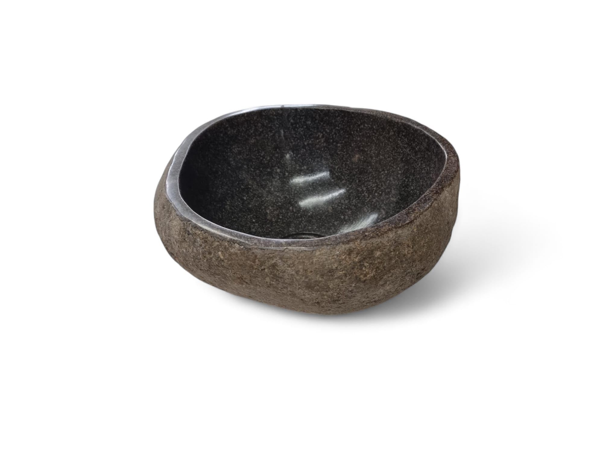 Lavabo en pierre naturelle, fabriqué à la main, en pierre de rivière, 20 cm