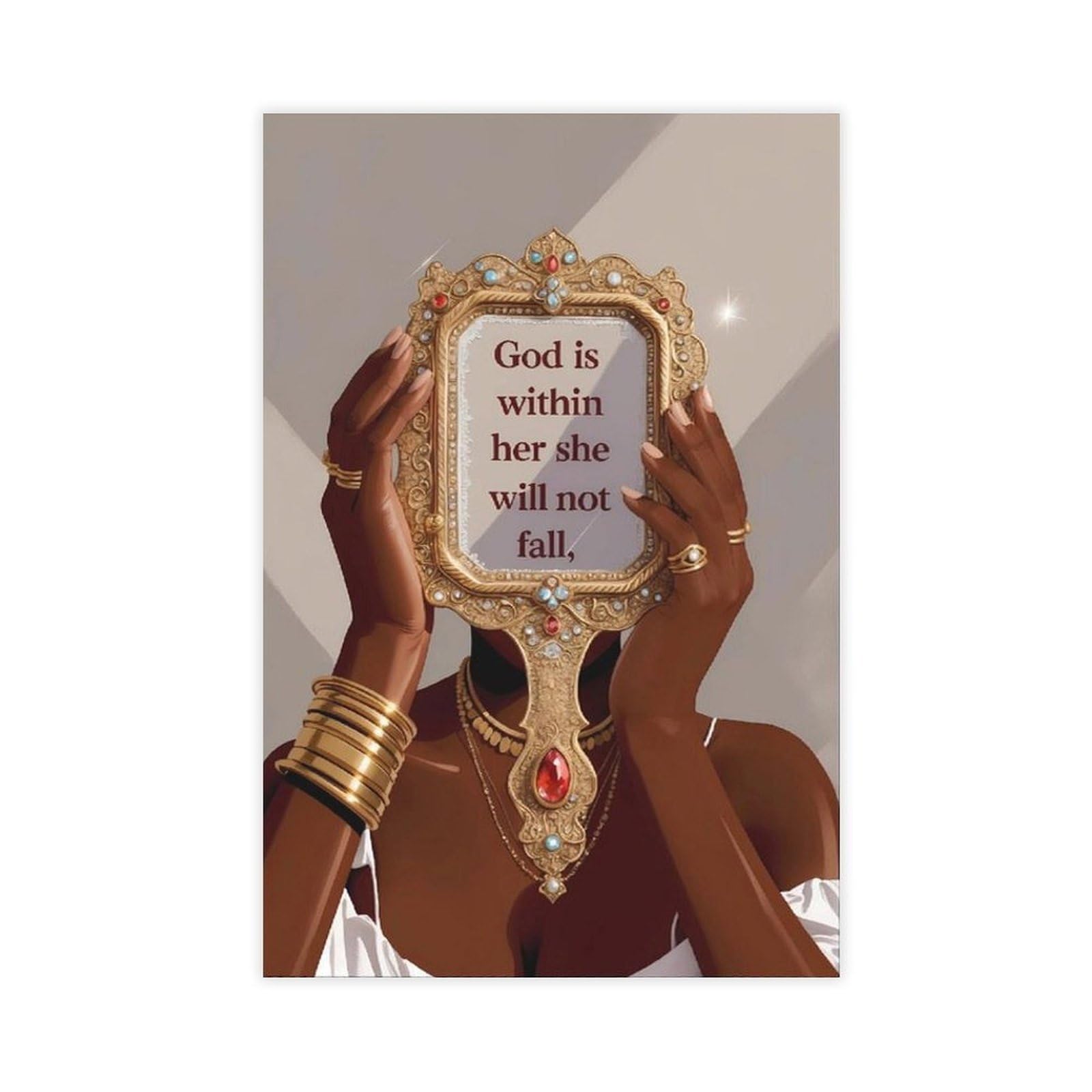 Puogrd Unframe-Style God Is Within Her She Will Not Fall Painting Poster Canvas Poster Office Decor Gift