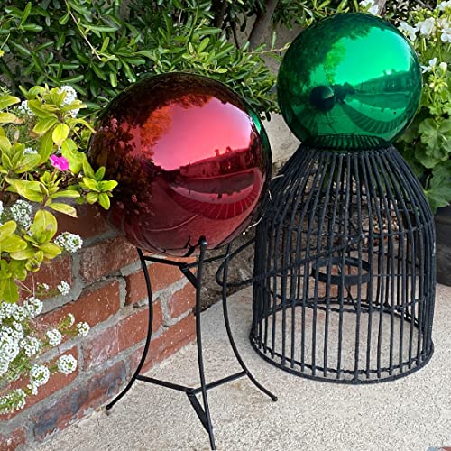 Lily's Home Stainless Steel Gazing Globe Mirror Ball, Colorful And Shiny Addition To Any Garden Or Home, Ideal As A Housewarming Gift, Sparking Red (12" Diameter) #TOP2