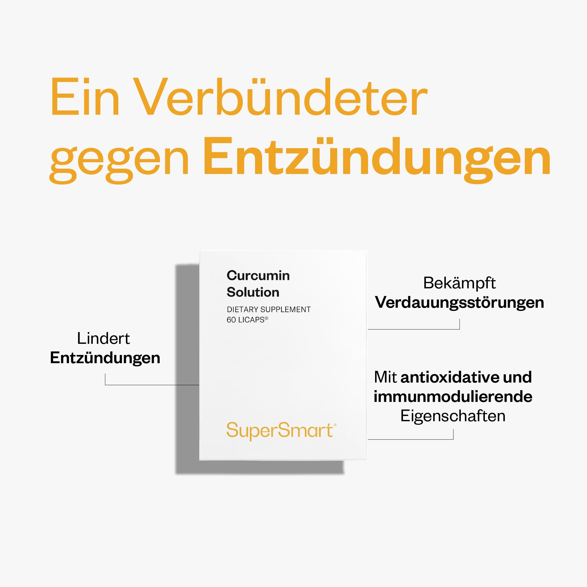 Supersmart - Curcumin Solution - Entzündungshemmend - Unterstützt einen gesunden Verdauungstrakt & Leber - Leistungsstarkes Antioxidans | Nicht GVO - 60 Licaps