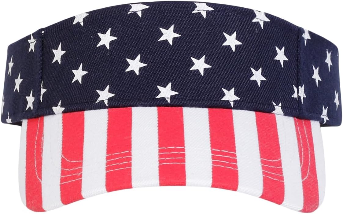Dzrige American Flag Sun Visor Hat Patriotic USA Flag Cap Adjustable Star Stripe Sun Visor Hat for Women Men Sports Outdoor Sun Protection - Image 2