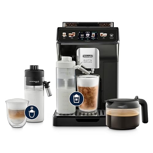 Immagine del prodotto De'Longhi Eletta Explore ECAM452.67.G, Macchina Caffè Automatica, Tecnologia LatteCrema Hot e Cool, Tecnologia Cold Extraction, Schermo TFT Touch a Colori, Caraffa Caffè Inclusa, Grigio Scuro