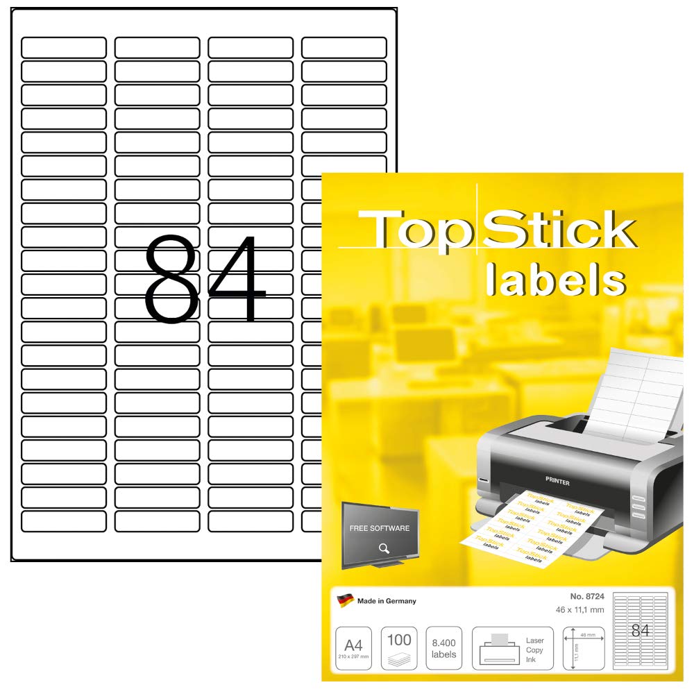 TopStick A4 Self Adhesive Address Labels, 84 Labels Per Sheet, 100 Sheets, 8,400 Labels, 46 x 11.1 mm, Blank Printer Labels For Laser & Inkjet, Printable Sticky Paper Labels for Office & HomeThe Forest Stewardship Council