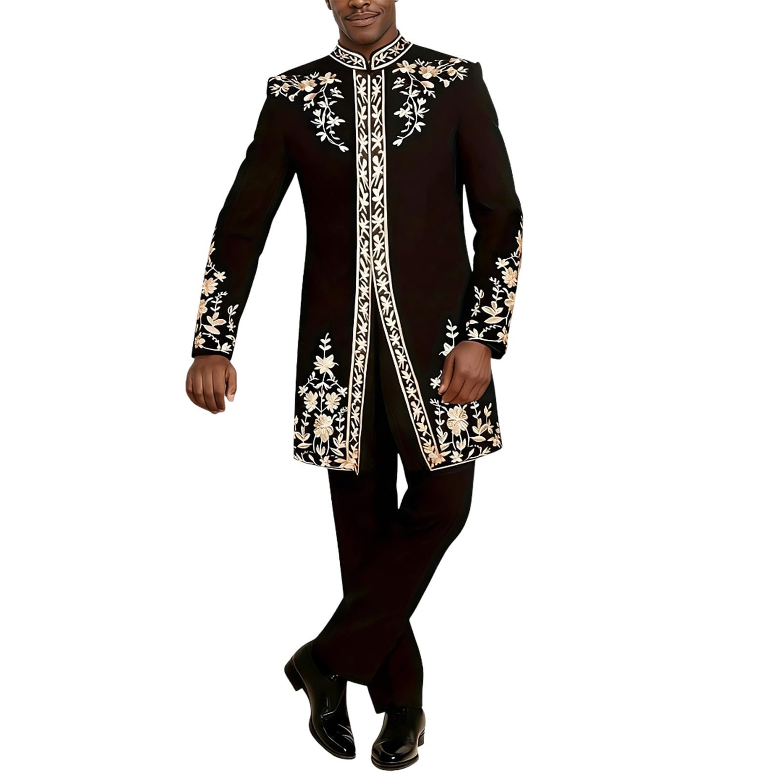 Ropa Africana para Hombre, Camisa y Pantalones Tradicionales de Manga Larga con Bolsillos Trajes Tribales Traje Dashiki Se Adapta a la Ropa Casual Vestido Túnica 2 Piezas Africano Étnico