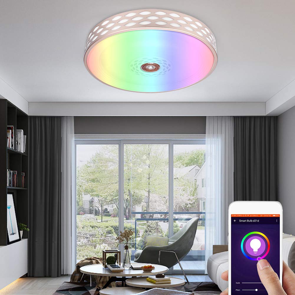Inteligentna, wielokolorowa lampa sufitowa LED – 60 W, RGB i ciepła biel, sterowanie głosem i aplikacją, kompatybilna z Google Home i Amazon Alexa i energooszczędna, idealna do nowoczesnego