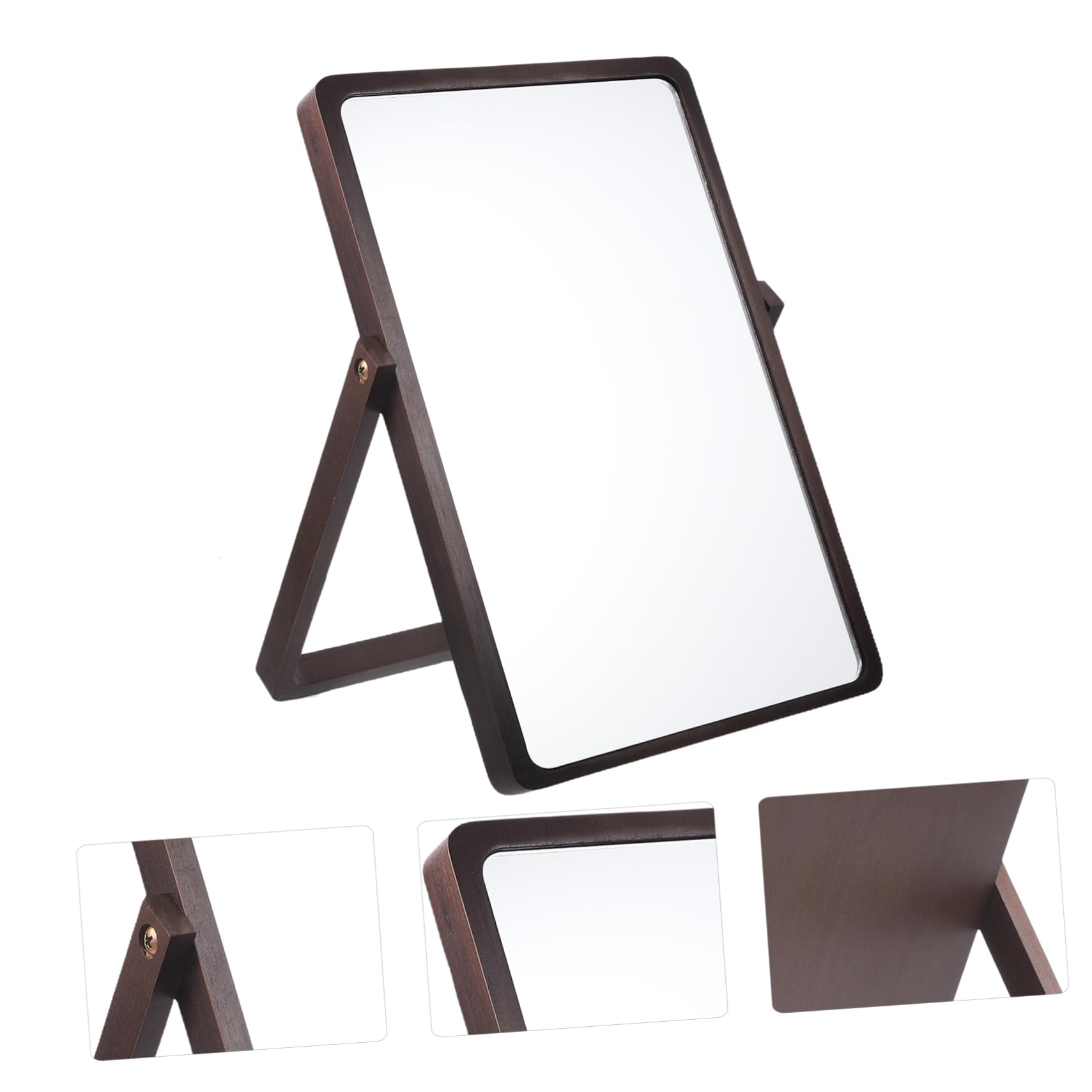 CALLARON Specchio Cosmetico Da Tavolo Pieghevole Legno Design Per Makeup Per Casa e Ufficio Pratico e Stabile Colore Noce