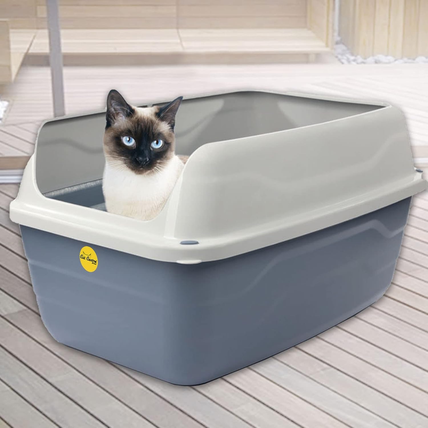 Buy Jumbo Open Cat Litter Tray High Sided Rim Grey Pan Extra Deep Anti