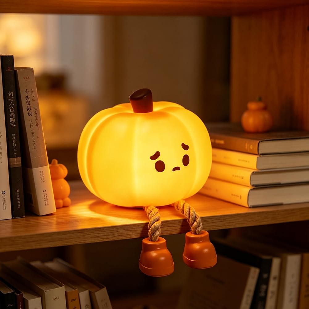 Pumpkin Lights, Halloween Pumpkin Silicone Touch Night Light with Timer