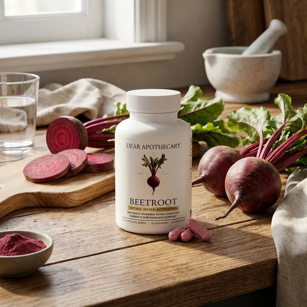 Organic Beetroot Capsules | 1300mg Beet Root Powder | Nitric Oxide Precursor | 60 Vegetarian Capsules | Non-GMO, Gluten Free, Vegan