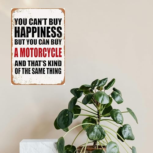 Miniatura 4 de Letrero de metal para decoración de motocicleta con texto en inglés "You Can't Buy Happiness But You Can Buy Motorcycle Wall Art Garage Signs For