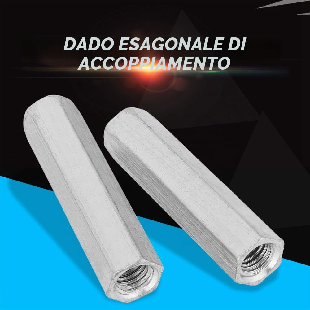 Dadi Filettati Lunghi 10 Mm Filettatura M10 Dadi Lunghi in Acciaio Al Carbonio 2 Pezzi in Acciaio Zincato M10 * 60 Dadi Esagonali Lunghi Dadi Filettati Esagonali Elementi di