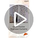 Image of Cloth Fusion Printed 100% Blackout Door Curtains 7 Feet Long Set of 2, Room Darkening Parda with Stainless Steel Grommets for Home Decor (7x4.5 Feet, Purple Lotus)