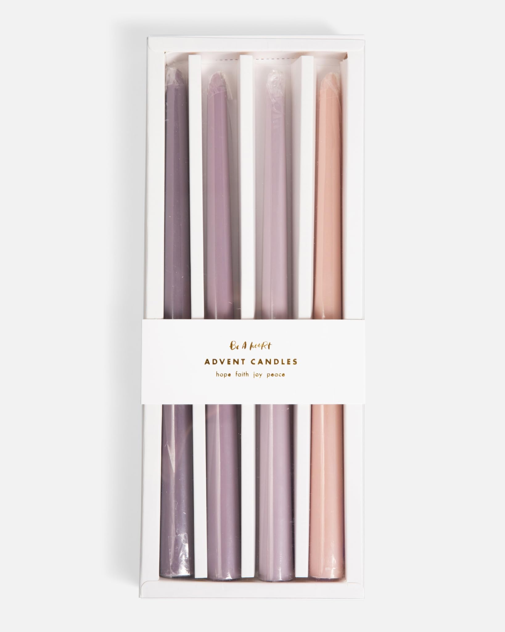 Be A Heart Muted Taper Candles Unscented Pink