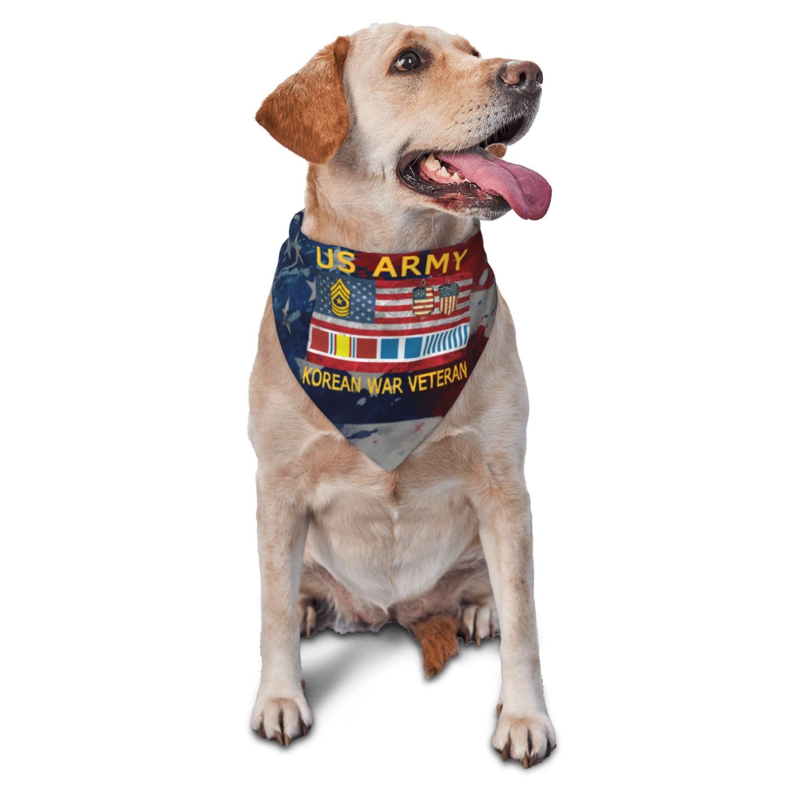 Us Army Sergent Korean War Veteran Dog Scarf Pet Bandana Cat Pet Bibs