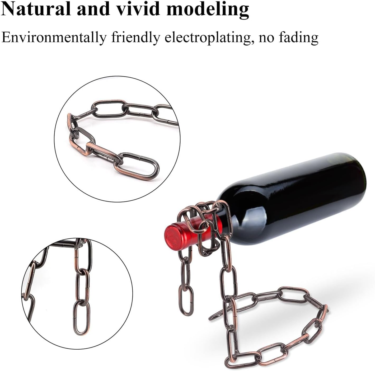 Wine Rack - Floating Chain Bottle Holder, Novelty Anti Suspension Stainless Steel Wine Rack for Kitchen Home Decoration - Holds Bottles in The Air