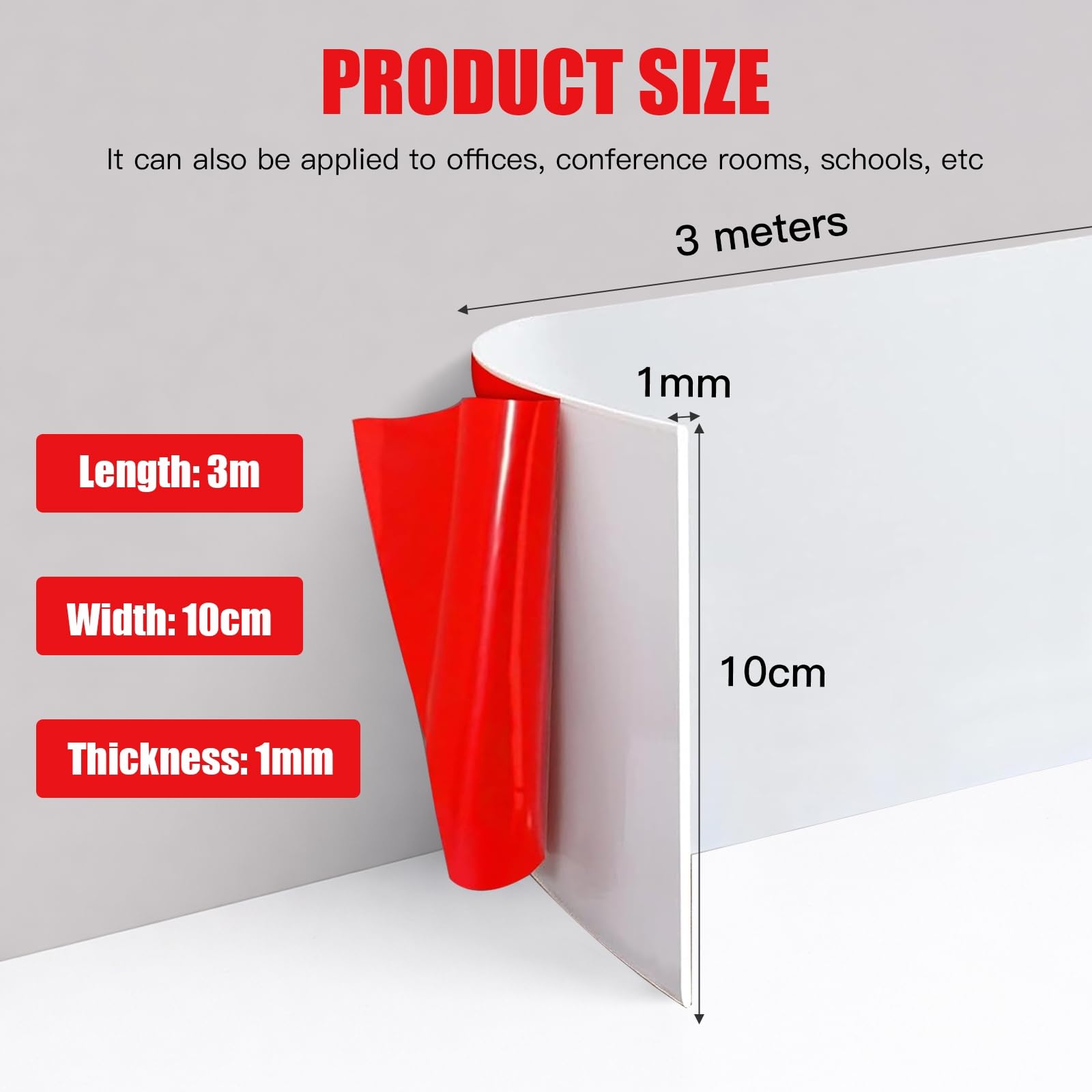 Rodapié suave autoadhesivo, zócalo de 10 cm x 10 m autoadhesivo para todo tipo de habitaciones, zócalo blando adhesivo marco final de PVC, zócalos flexibles de marco de pliegue - apartamento blanco