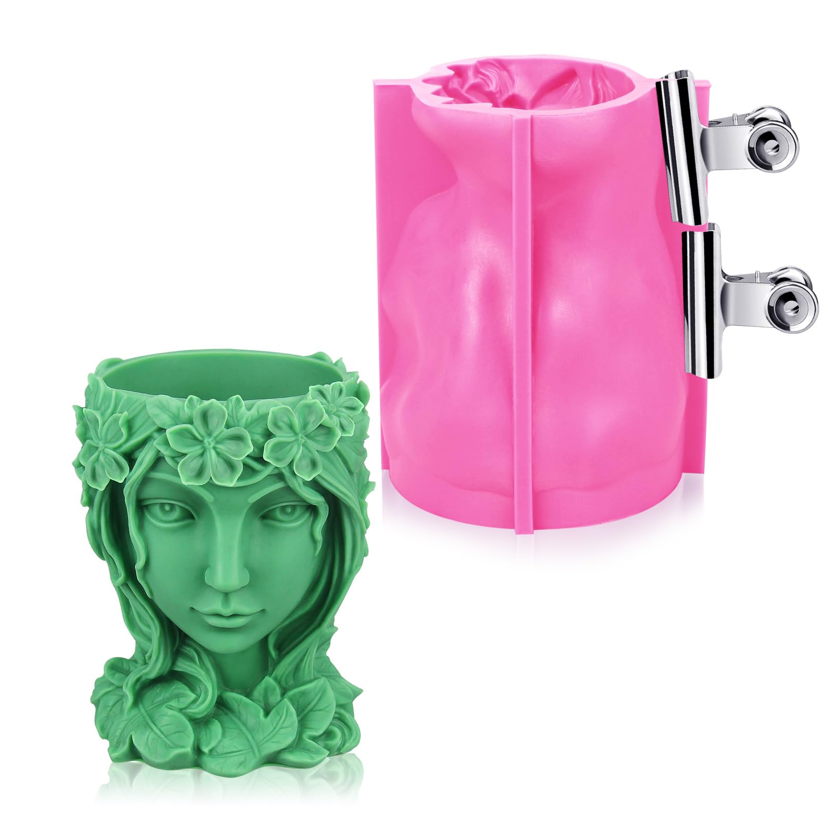 Flower Pot molds, Silicone Planter Mold Vase Pen Holder, Lady Face