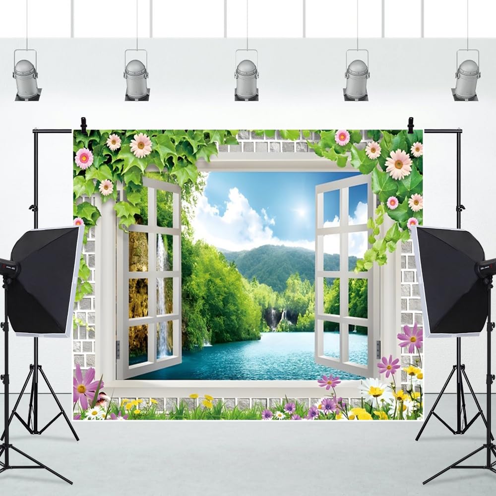 Renaiss 10x6.5ft Spring Garden Backdrop Cherry Blossoms Pink - View #11