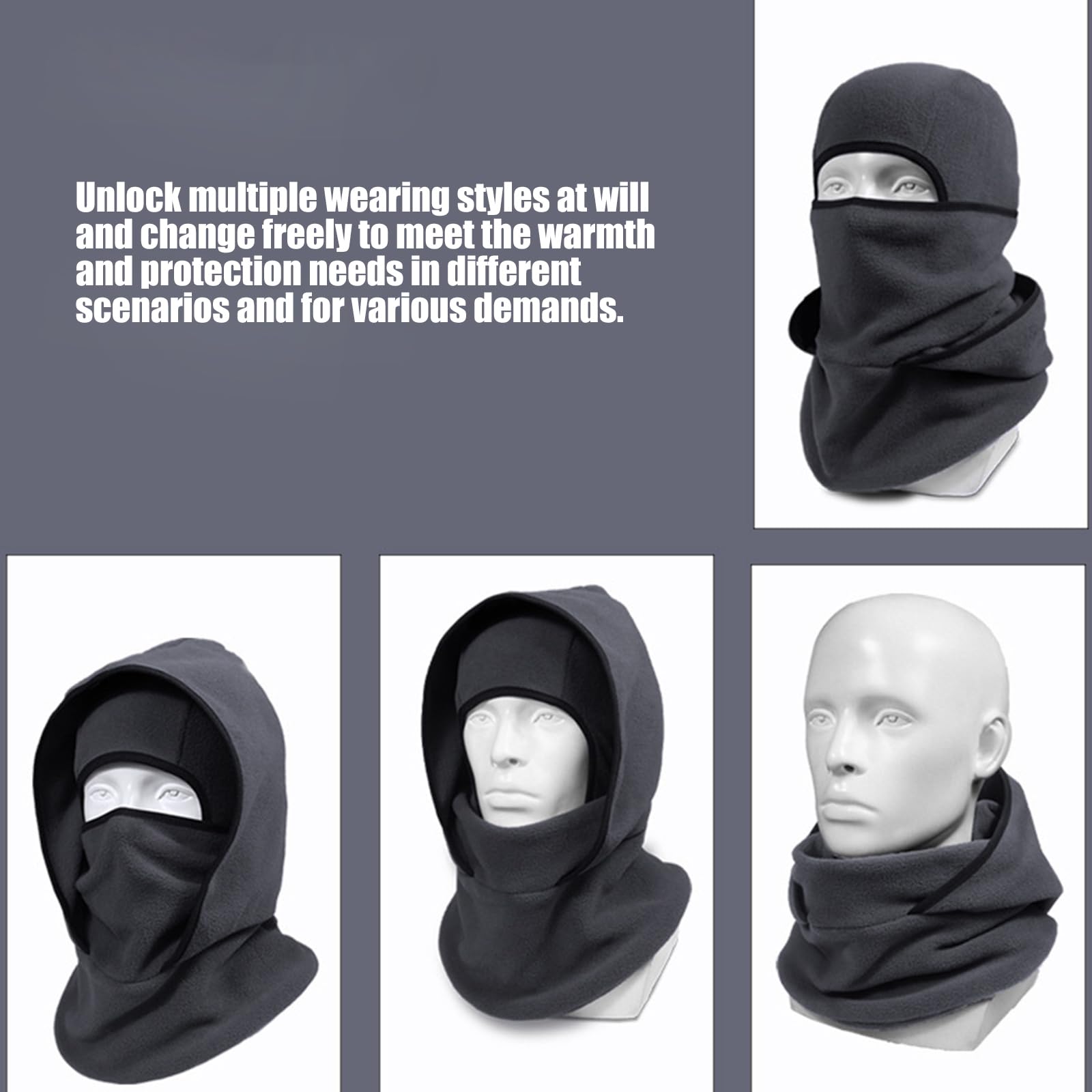Gorro de forro polar coral cálido para invierno, ciclismo y esquí, actividades al aire libre, resistente al viento, transpirable, cubierta facial para acampar