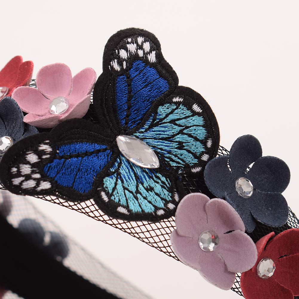 GRACEART 3D Schmetterling Stirnbänder Mädchen Braut Blumenkrone Stirnband Haarband Kopfstück zum Hochzeit Parteien Halloween Kopfschmuck