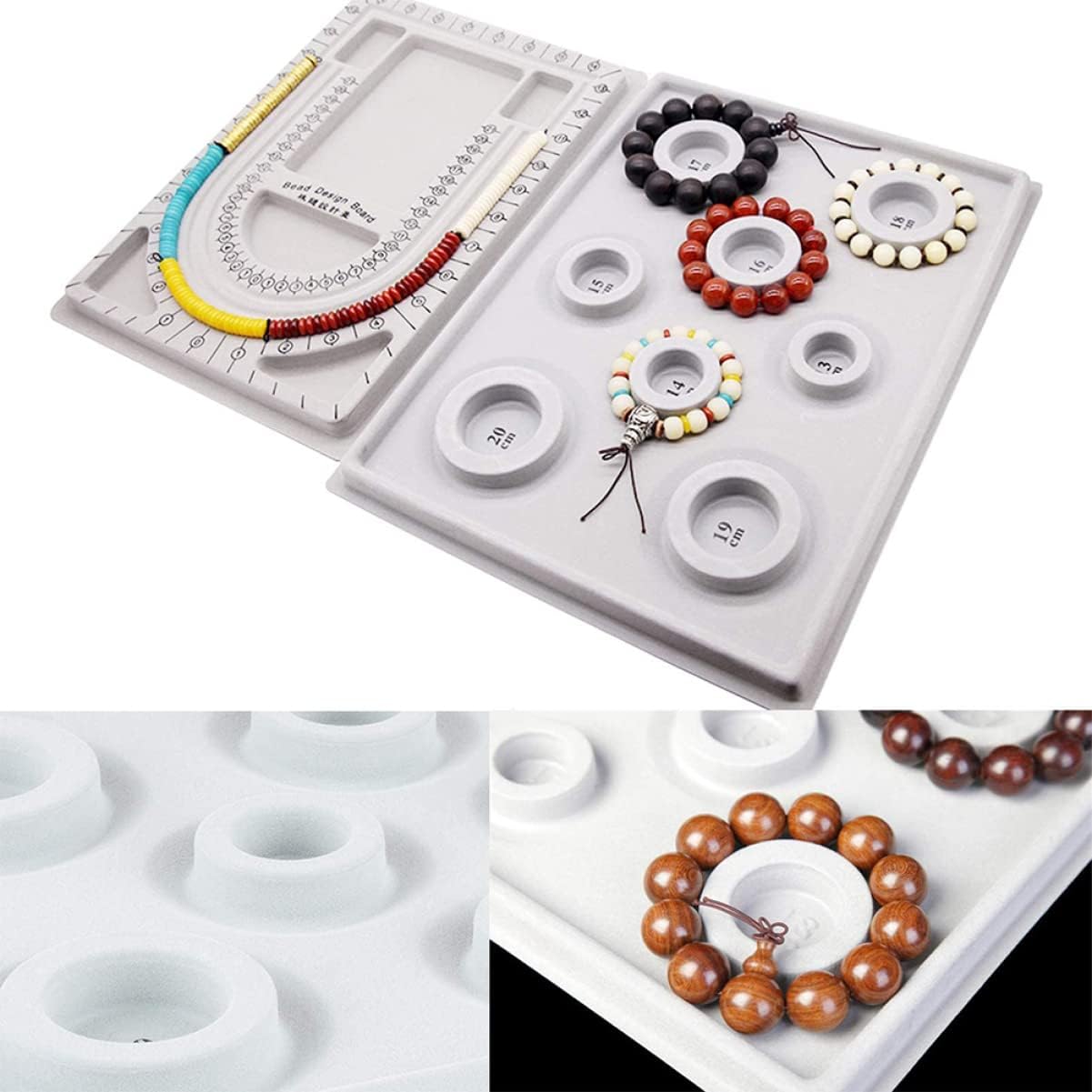 Beatifufu 2pcs Bead Jewelry Boards Bead Design Boards Trays for Necklace Bracelet Making