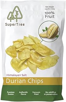 Premium Durian Chips with Himalayan salt, Authentic Flavor and Crunchy, 100% Fruit Snacks, Vacuum Fried for a Delicious Taste, No Additives or Preservatives, 3.53Oz (100g) Bag