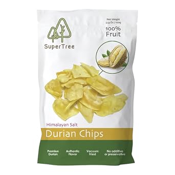 Premium Durian Chips with Himalayan salt, Authentic Flavor and Crunchy, 100% Fruit Snacks, Vacuum Fried for a Delicious Taste, No Additives or Preservatives, 3.53Oz 100g Bag