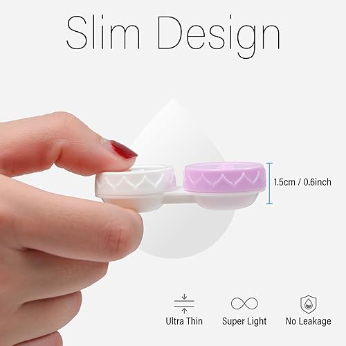Miniatura 5 de Paquete de 8 fundas para lentes de contacto moradas, kit de mini lentes de contacto portátil para exteriores, perfecto para viajes y uso diario
