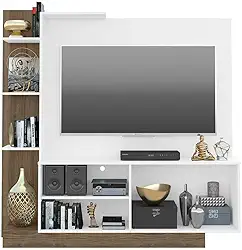 Estante Home Theater Para TV de até 55 Pol. Denver Multimóveis Argila Acetinado com Branco Texturizado