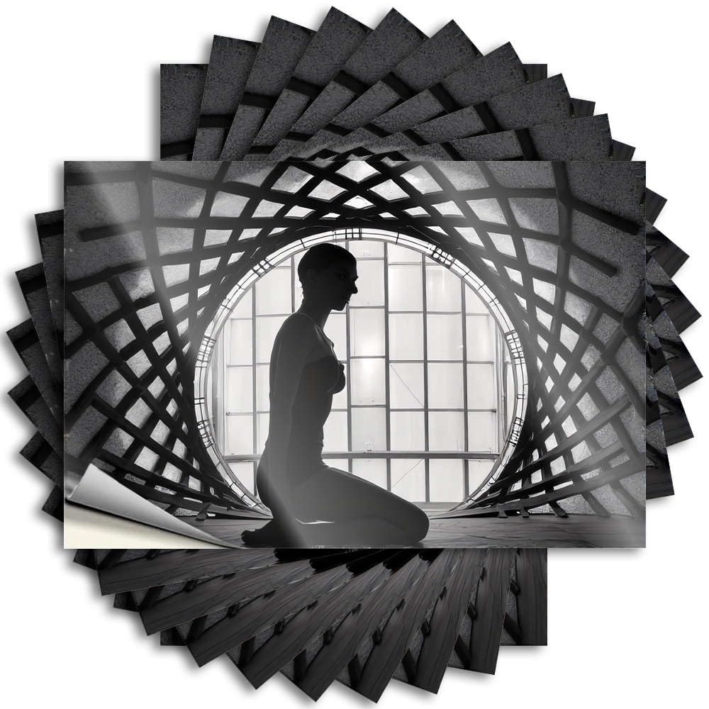 Fzfn Colour Fall Door Decorations Bumper Laptop | Silhouette Of A Woman In A Futuristic Tunnel Western Science Sticker Pack(12X18cm)
