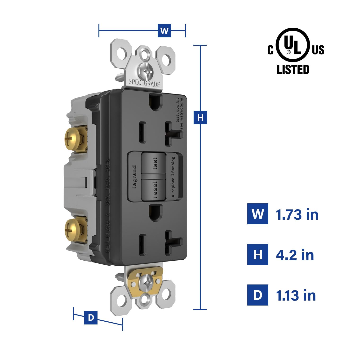Legrand-Pass & Seymour Radiant Inviolable Outlet, 2097TRBKCCD4