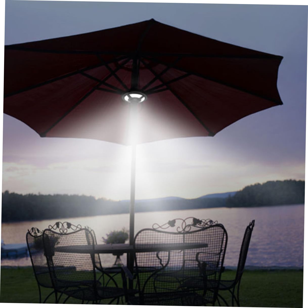Lampada Ombrellone LED da Campeggio Nera per Uso Outdoor