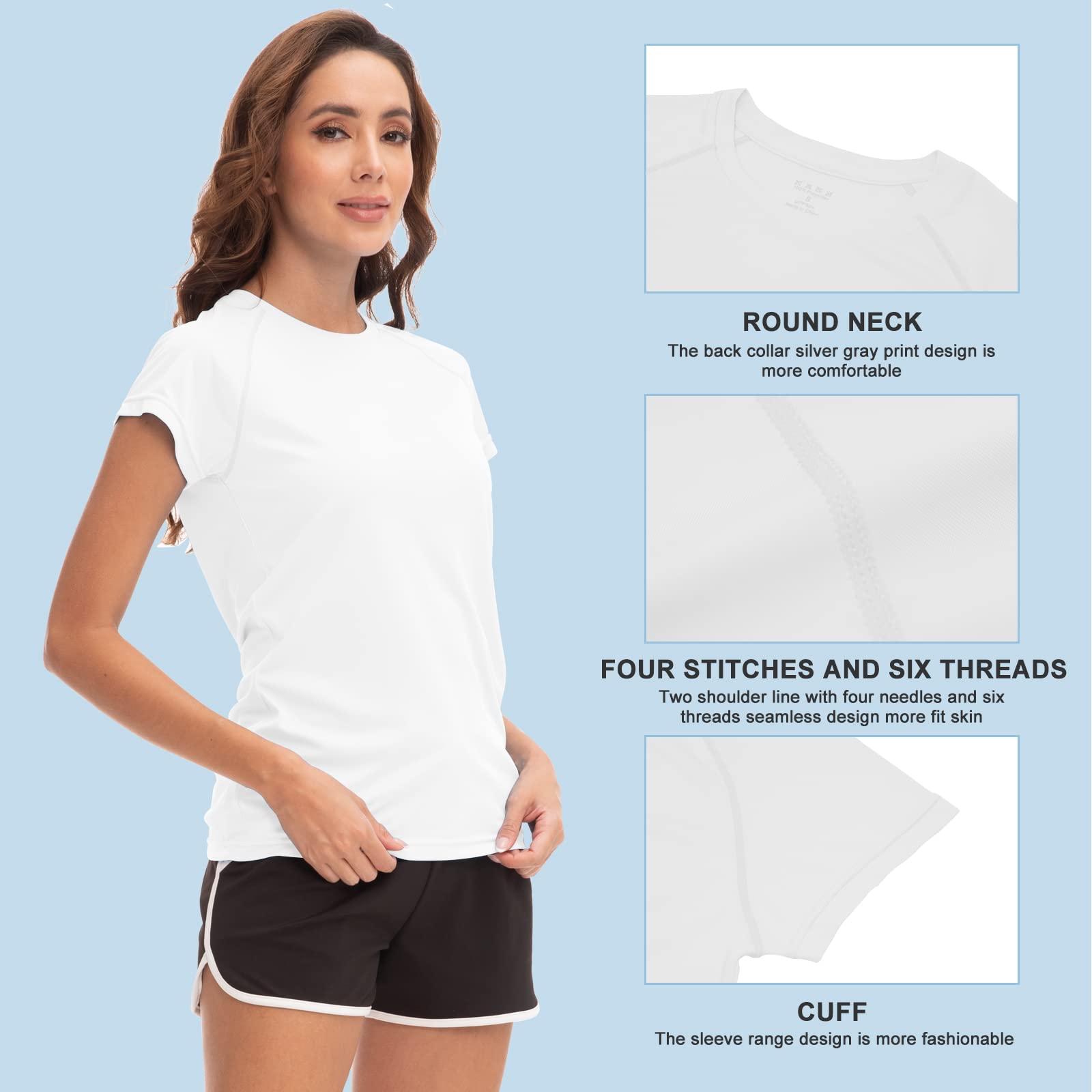 MEETWEE Rash Guard Mujer UPF 50+ Sudadera de Natación y Surf con Protección UV,Manga Larga/Corta,para Deportes Acuáticos