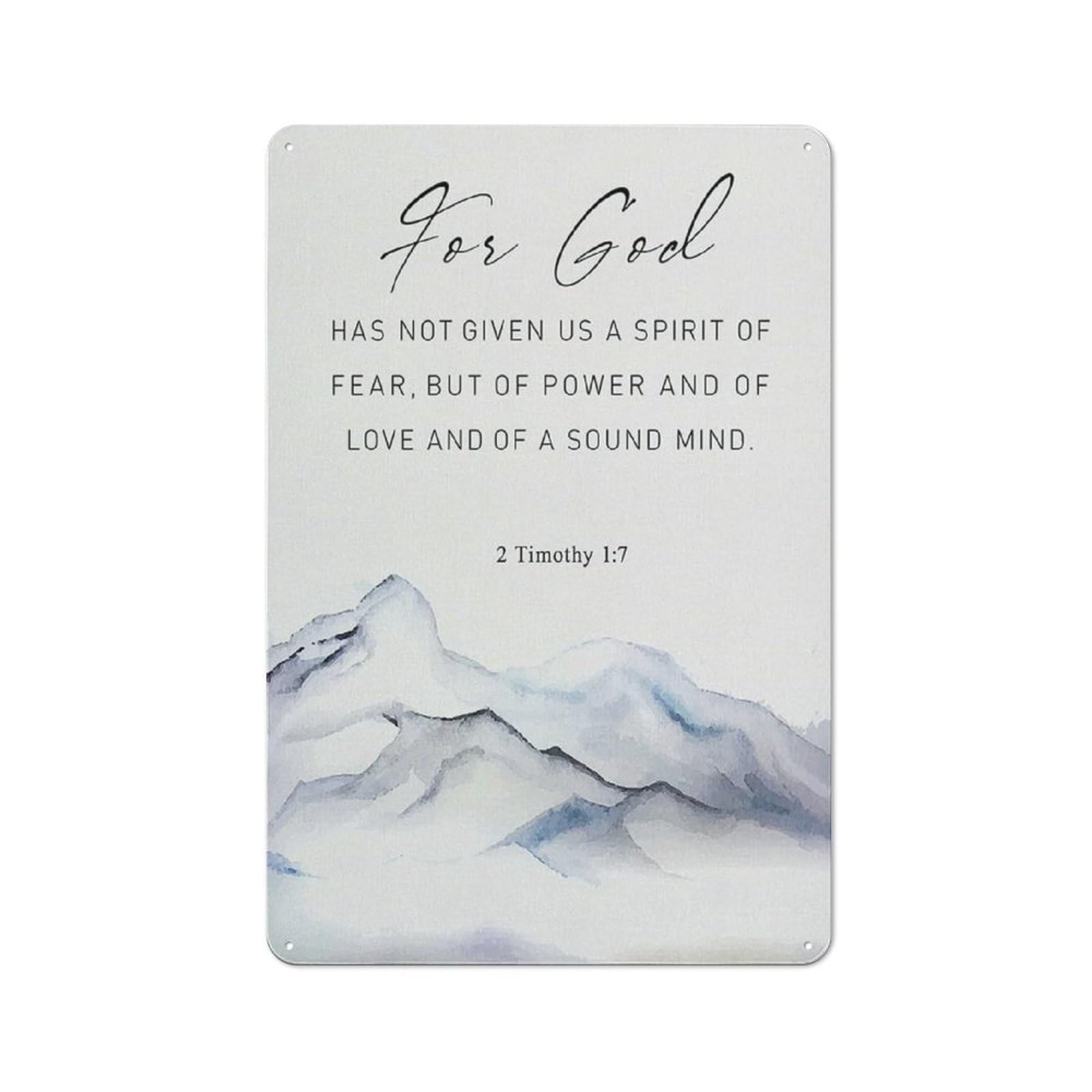 Yelacaay Metalsigna821 Rustic Christian Wall Art For God Has Not Given Us The Spirit Of Fear 2 Timothy Metal Sign Plaque Poster 8X12 Inch