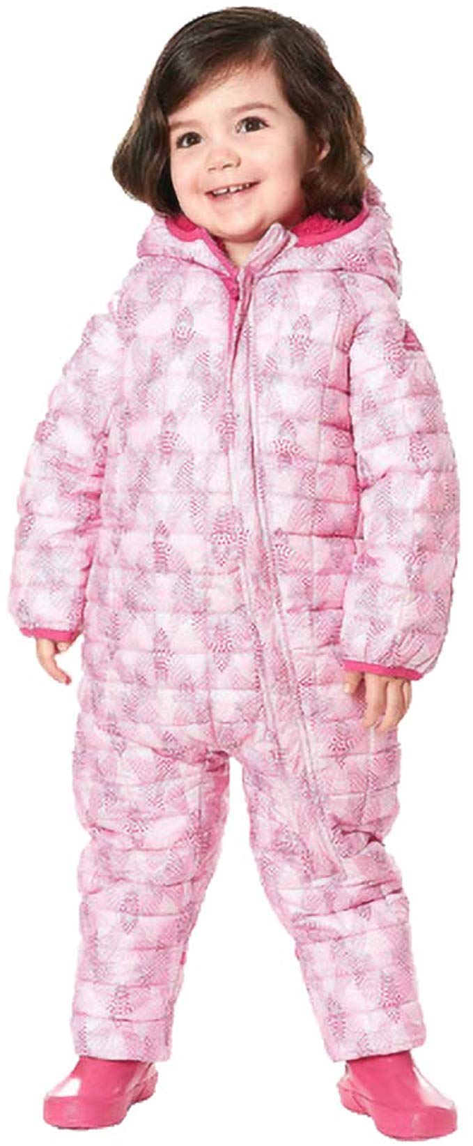 Snozu Baby Girl's Weatherproof Fleece Lined Hooded Snowsuit (Pink Mosaic, 3/6m)