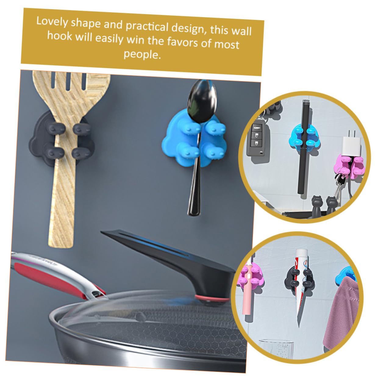Alipis 20pezzi Portaspazzolino Silicone Adesivo Da Ganci Da Muro Per Bagno e Cucina Organizzatore Multiuso Per Spazzolini Rasoio e Dentifricio Facile Installazione Su Superfici Lisce