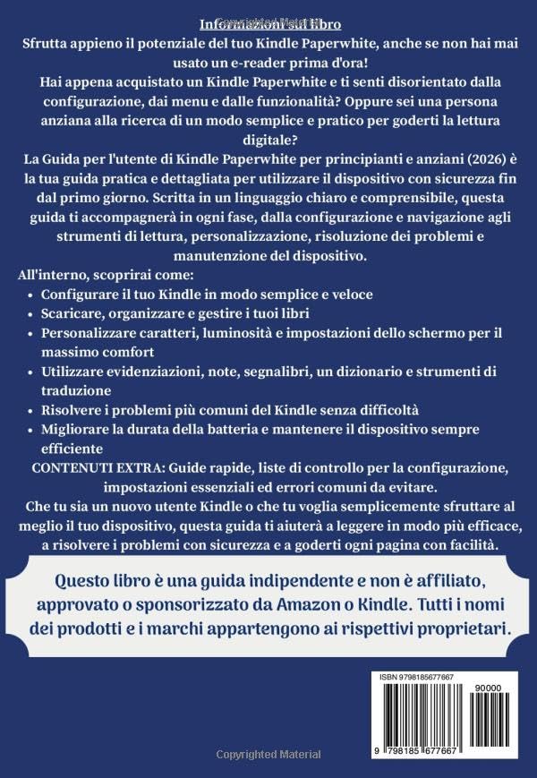 Il Kindle Paperwhite Manuale d'uso per principianti e utenti esperti 2026: Un semplice manuale passo passo per configurare, navigare, leggere le ... "Everyday User Mastery") (Italian Edition) image 3