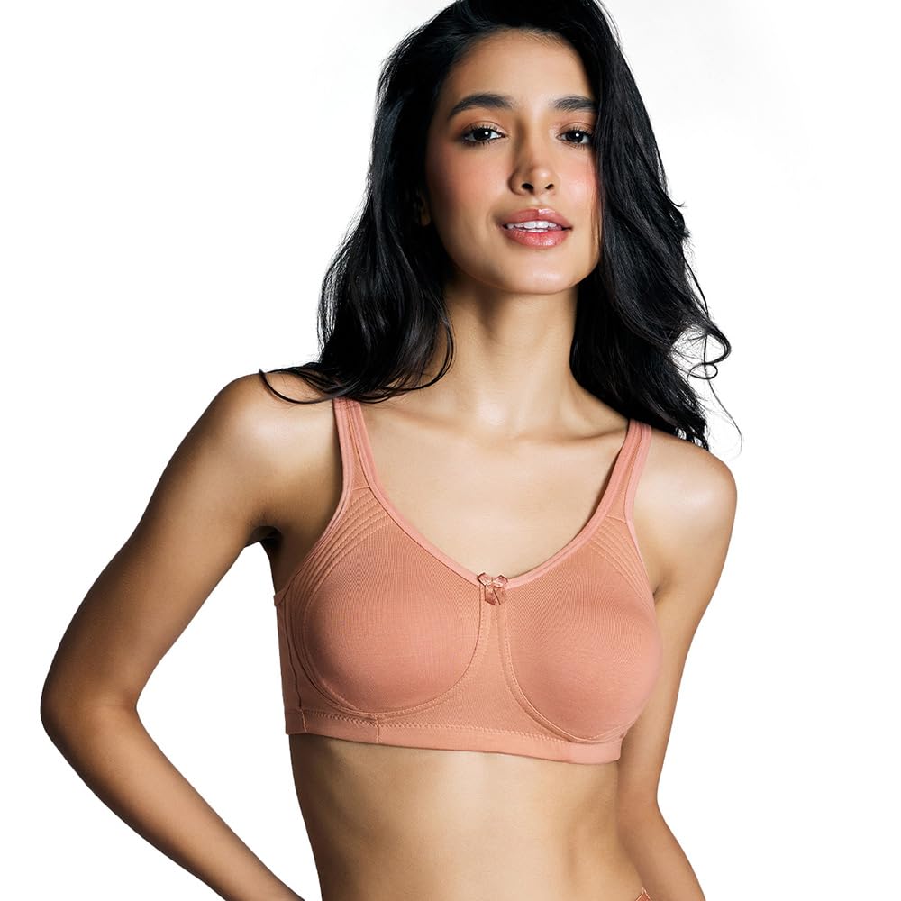 NYKD (NYB169 Cotton Anti Microbial Non Padded & Non Wired Side Support Shaper Bra for Women | Full Coverage Bra with Detailed Contoured Lift & Shape with Wide Straps