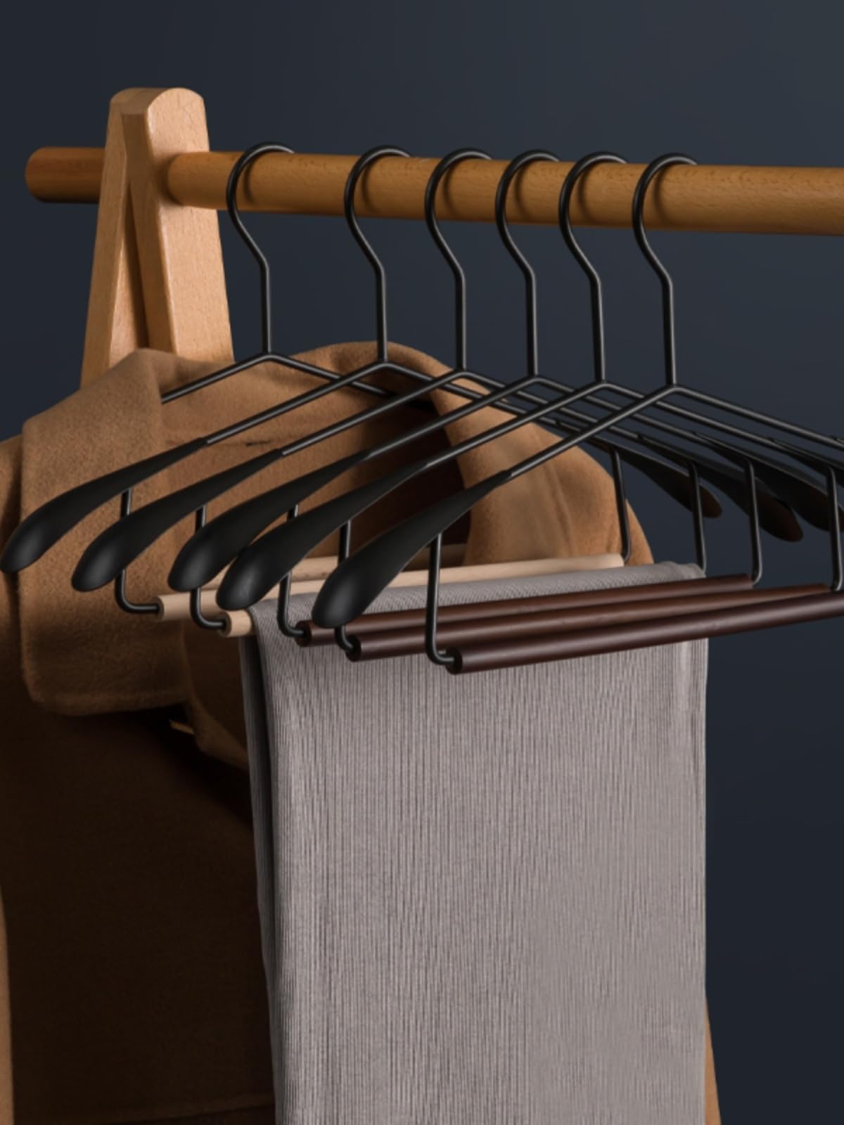 Perchas Ropa 5 Uds Perchas De Hierro para Ropa con Hombros Anchos Abrigo Traje Pantalones Organizador Estantes Almacenamiento Perchas Antideslizantes(B)