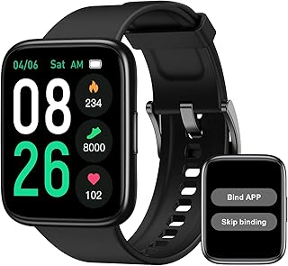 Smart Watch 44mm, AMOLED Fitness Watch with Heart Rate/Sleep Monitor Steps Calories Counter, IP68 Waterproof Activity Tracker Compatible with Android iOS