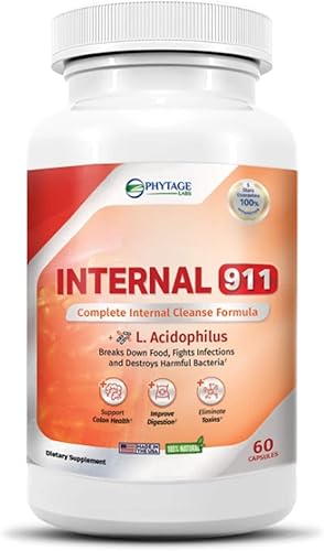 Internal 911 - Suplemento desintoxicante de limpieza de colon, limpiador laxante natural que elimina toxinas para una mejor digestión y piel